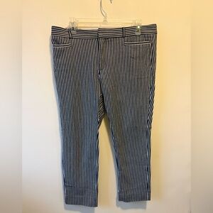 Banana Republic Sloan-fit Navy Blue and White Striped Slim Ankle Pants